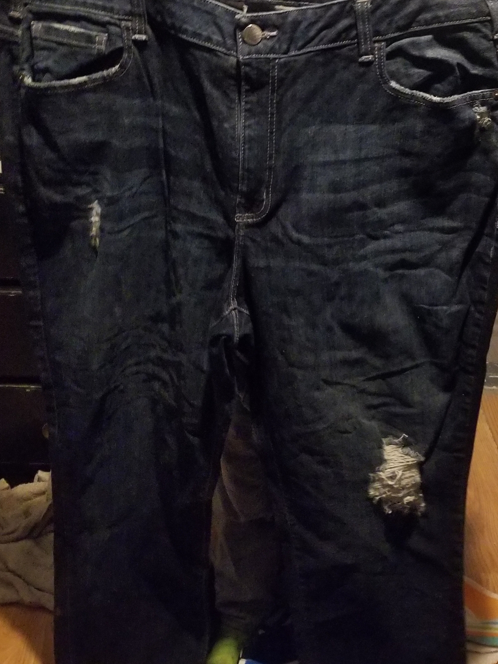 Lane Bryant Straight Distressed Dark Blue Jeans